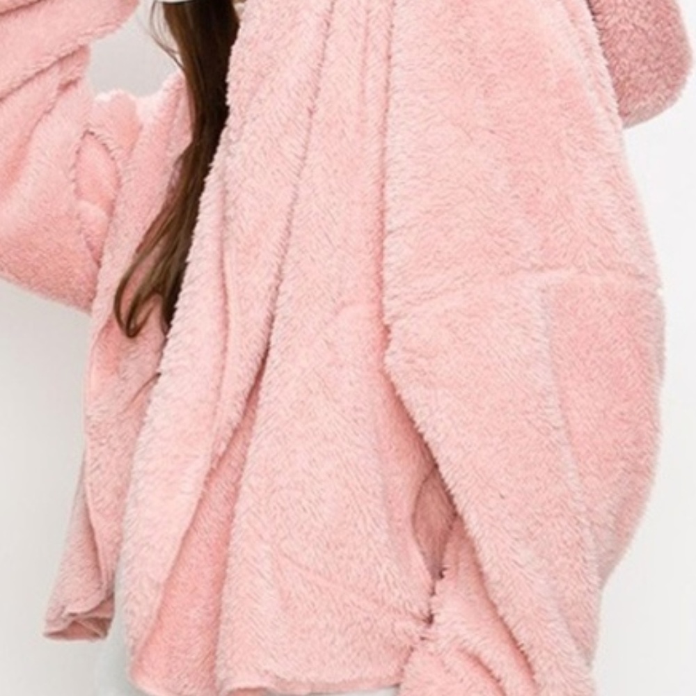 BUBBLEGUM PINK SOOOOO SOFT FLEECED HOODIE - Picture 3 of 3